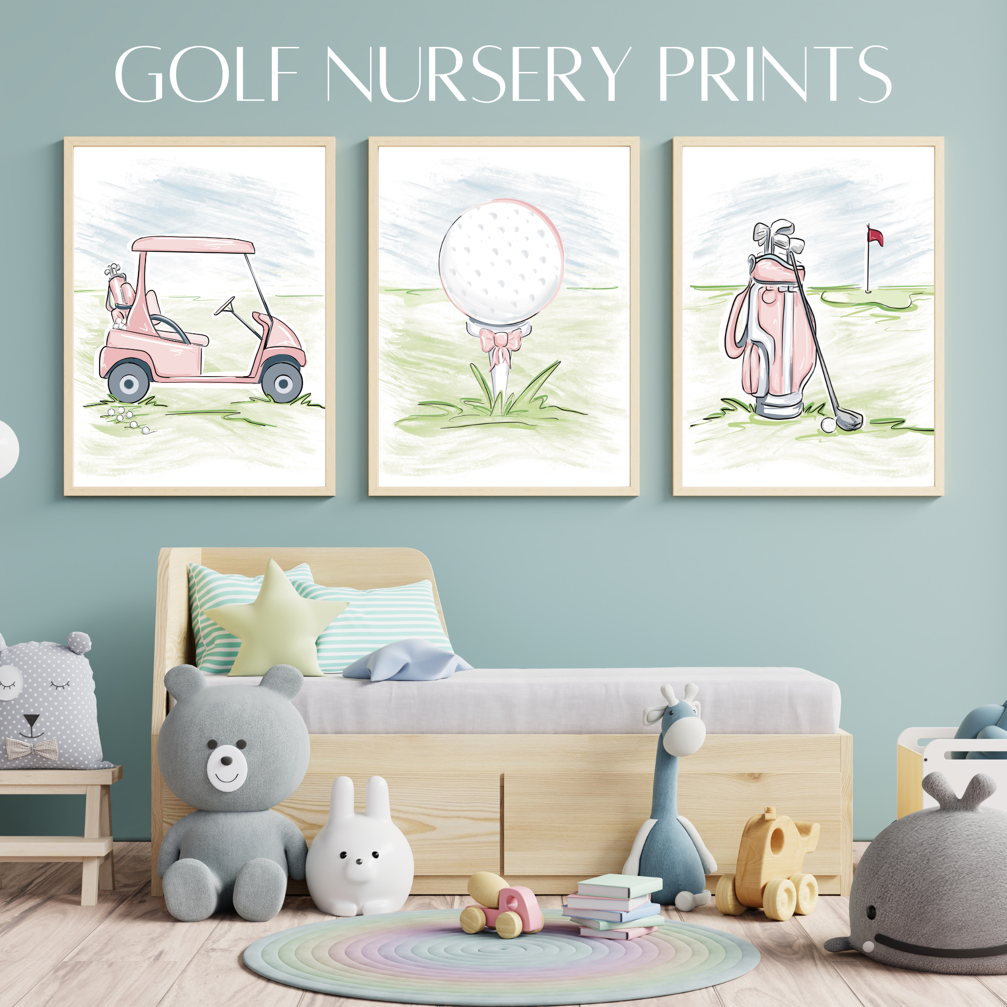 Erin Edith Illustration - Wholesale Art Print - Kids & Baby - Golf Nursery Prints / 3 Print Set / Unframed9