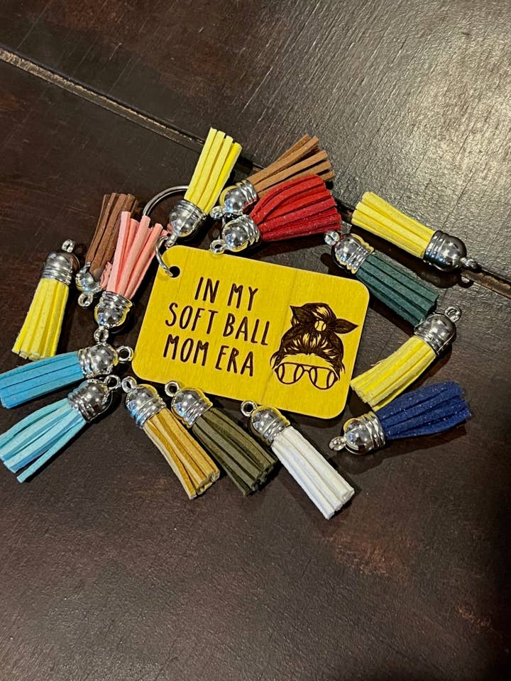 In My Softball Mom Era keychain for wholesale by Suchfungoods