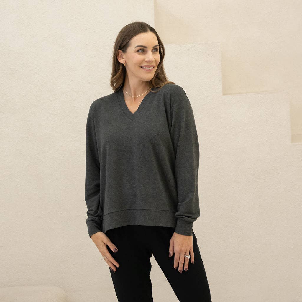Encircled - Wholesale Sweatshirt - Women's - The Bamboo Merino Dressy V-Neck Sweatshirt6
