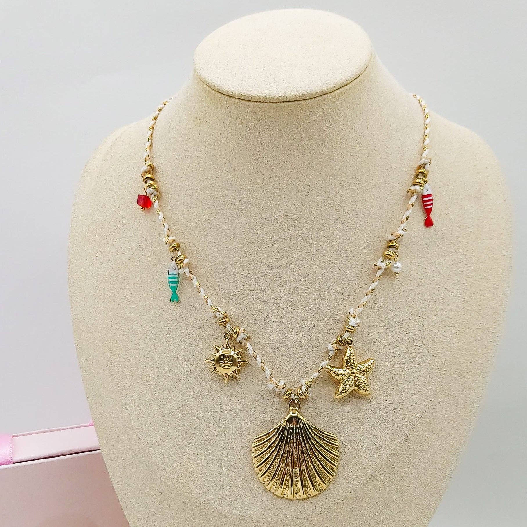 Daemon srls - Wholesale Pendant/Charm Necklace - SHELL COLLANA - ACCIAIO inossidabile - Collana intrecciata con conchiglia e pietre dure4