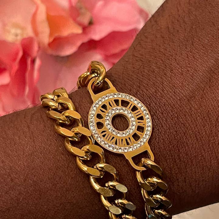 ElevateWell - Wholesale Link & Chain Bracelet - Double wrapped Roman Numeral Bracelet