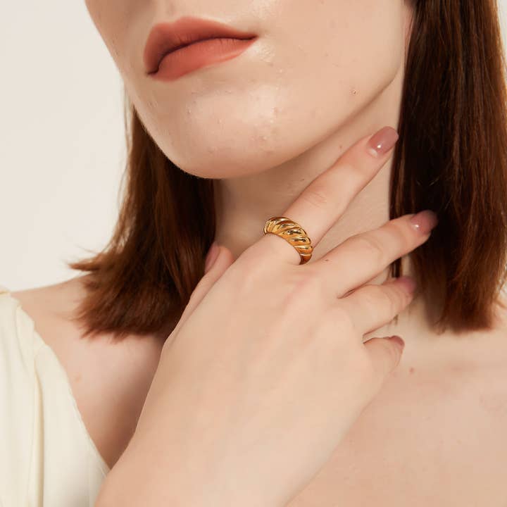 Melange Blanc - Wholesale Band/Stacked Ring - R008 croissant dome ring, dome ring, gold ring, silver ring7