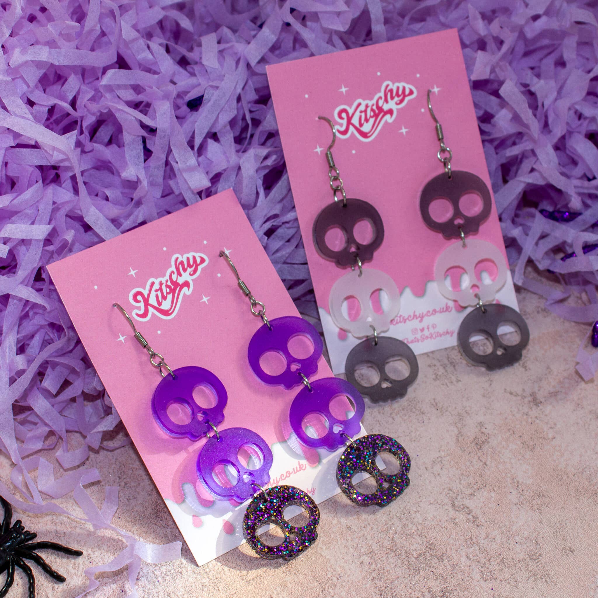 Kitschy - Wholesale Dangle Earrings - Sinners Skull Drop Earrings Laser Cut Acrylic2