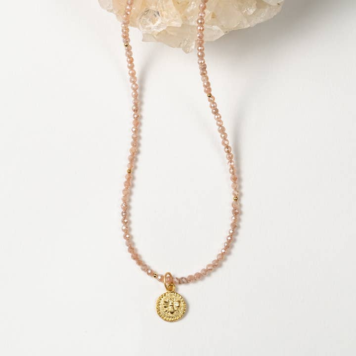 Aria Sunstone Bee Necklace for wholesale by Be the Light Malas