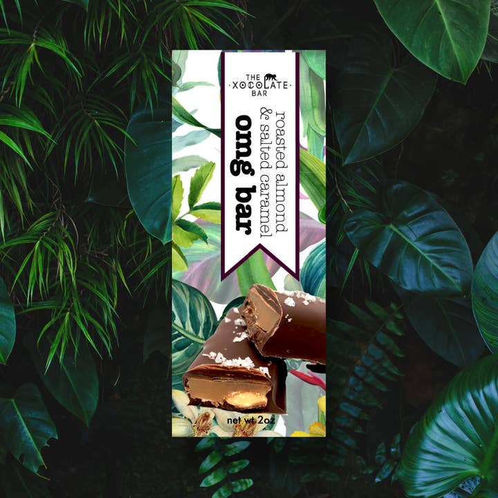 OMG Bar - Organic fair trade dark chocolate, caramel, almond for wholesale by The Xocolate Bar