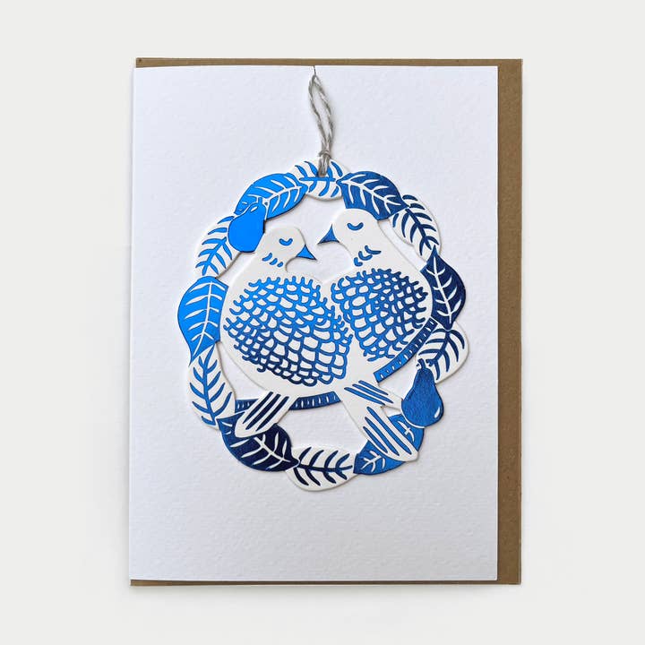Greetings Card + Letterpress Foiled Decoration - Doves for wholesale by Folded Forest