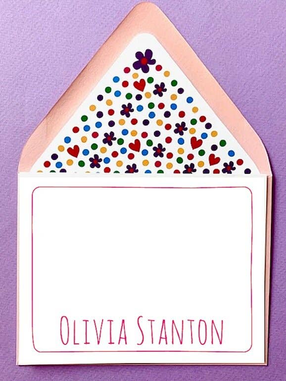 Hand-drawn Caps, Fuchsia - Personalized Stationery for wholesale by Mighty Violet Design