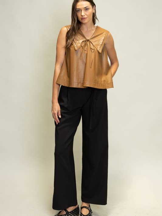 Heyson - Wholesale Blouse - Women's - SOT1241 Faux Leather Sailor Collar Top19