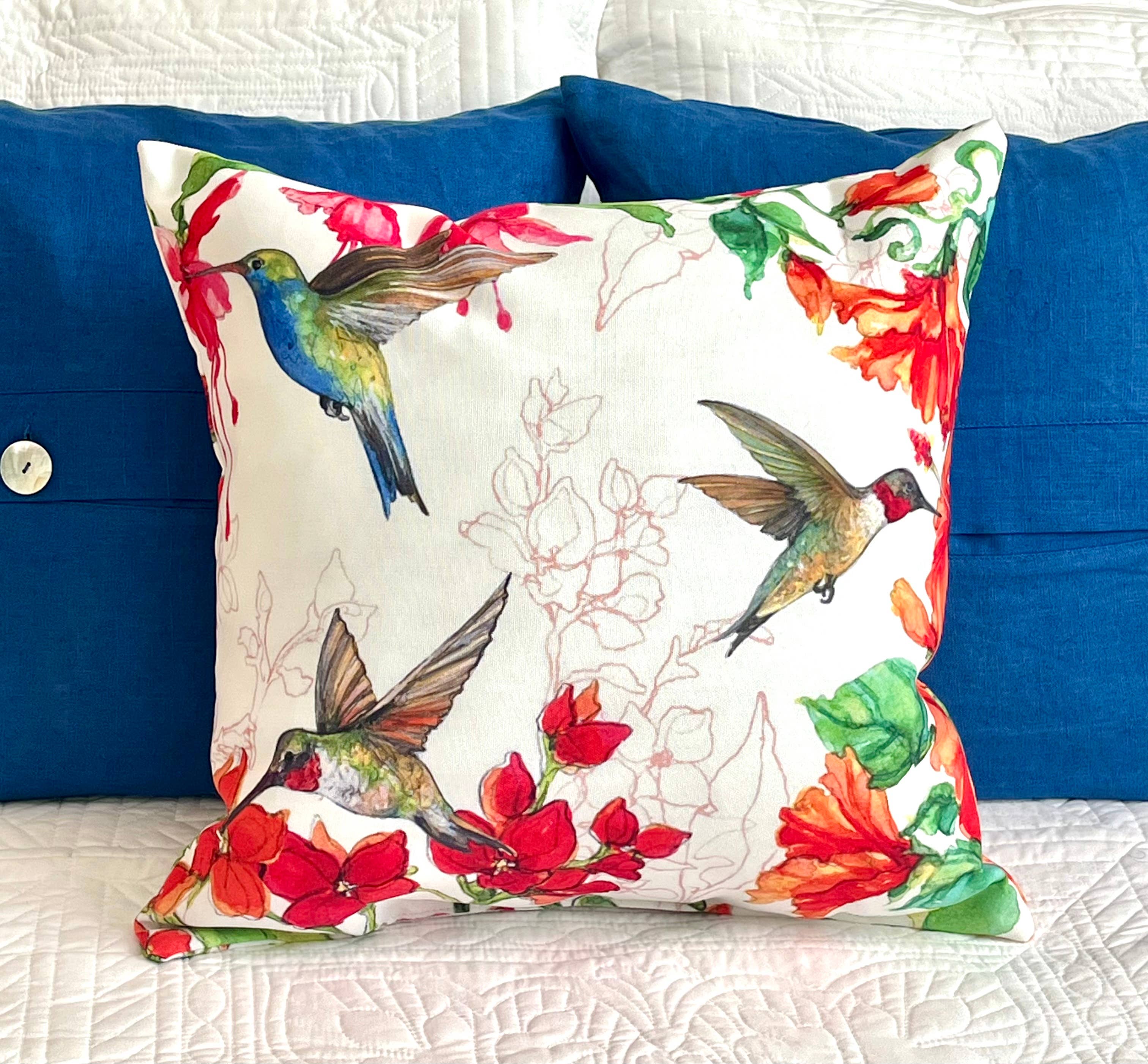 Bamboo Table - Wholesale Throw/Decorative Pillow - Hummingbird Harmony Birds 2 Sided Indoor Outdoor Pillow9