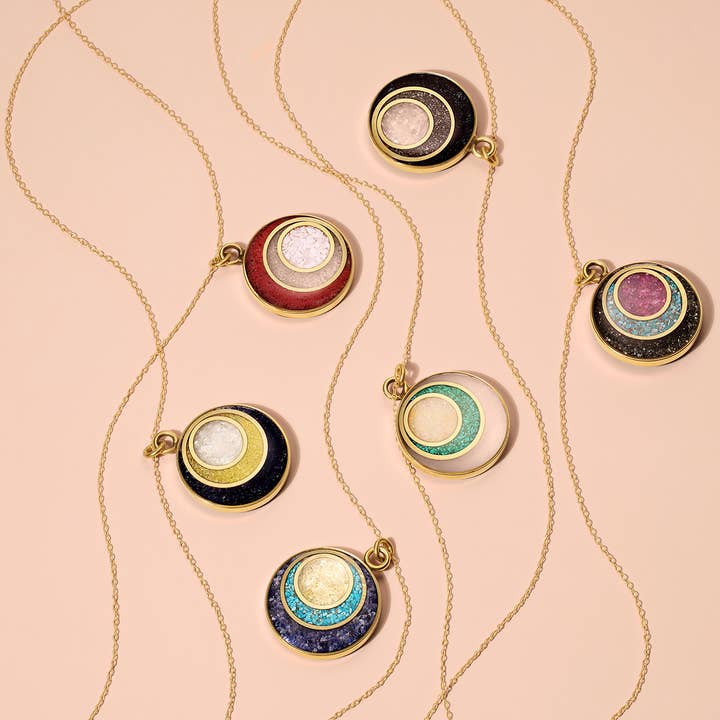 The Spiral Gemstone Inlay Necklace for wholesale by Cameoko