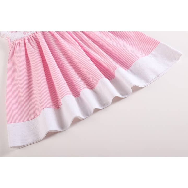 Lil Cactus - Wholesale Dress - Kids - Pink Striped Big Sister Smocked Dress3