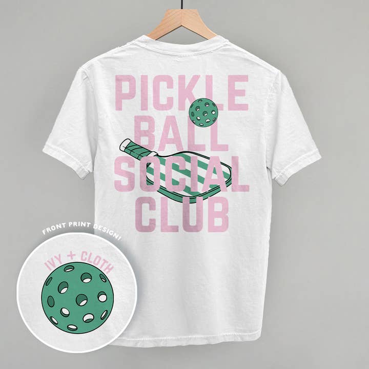 Pickleball Social Club Pink & Green (Back Print) for wholesale by Ivy + Cloth