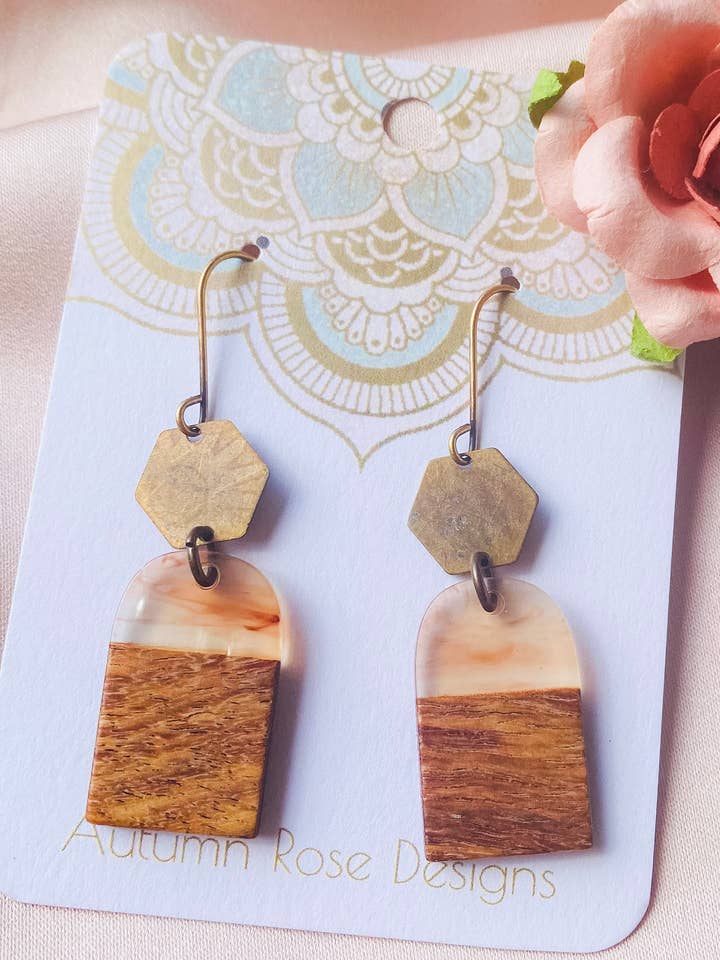 Modern Wood Earrings 13 for wholesale by Autumn Rose Designs
