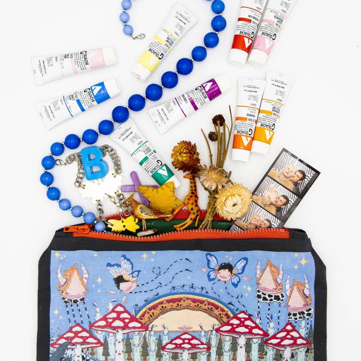 Bolsa con diseño de hongos mágicos de Garden of Eden Painting, psicodélica, con diseño de hongos mágicos, con cremallera, monedero, bolsa de cosméticos, bolsa para lápices para venta al por mayor de Danielle Arden O’Malley Art