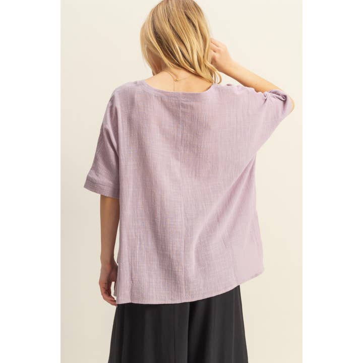 HYFVE - Wholesale Shirt - Women's - HF25E033-V-Neck Oversized Semi-Sheer Cotton Top