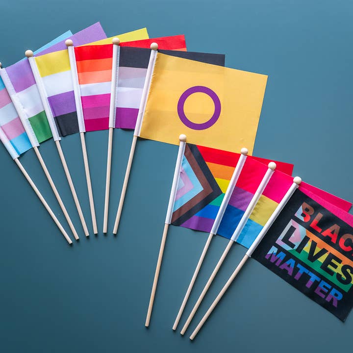 Ensemble assorti de drapeaux à main de fierté pour la vente par RAWHER