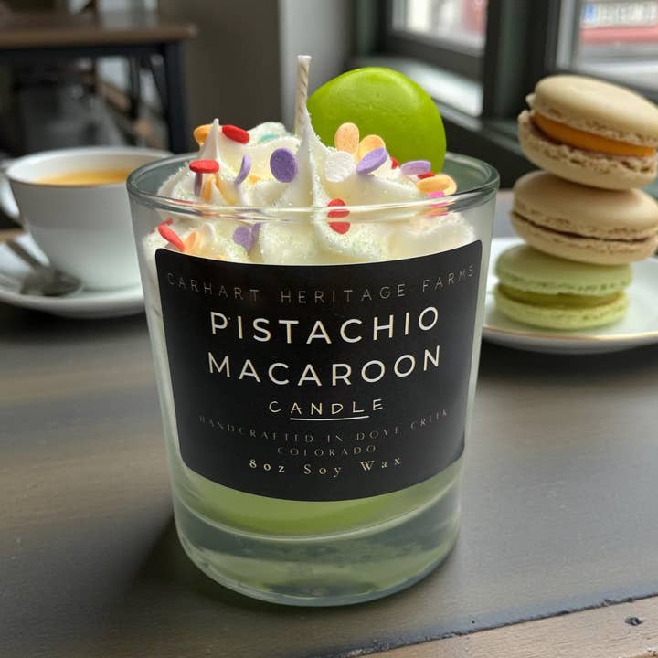 Pistachio Macaroon Candle for wholesale by Carhart Heritage Farms