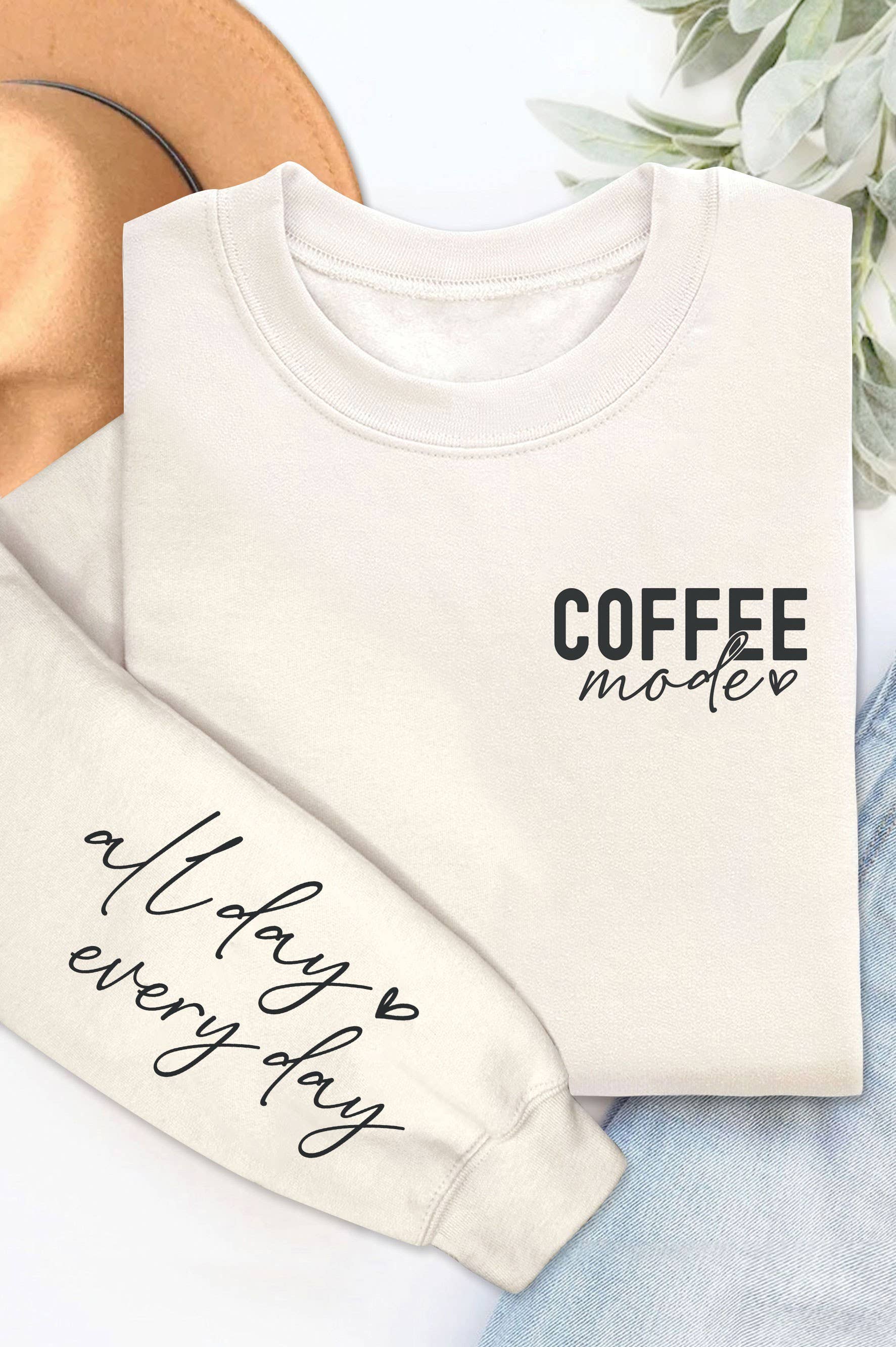Rustee Clothing - Wholesale Graphic Sweatshirt - Women's - COFFEE MODE GRAPHIC BRUSHED SWEATSHIRTS2