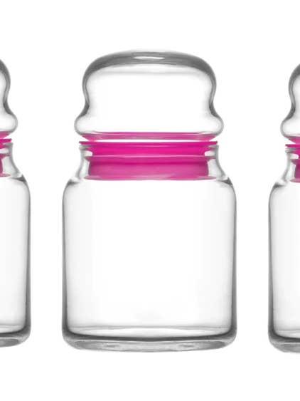 Conjunto de 3 frascos de vidro pequenos com tampas por atacado de DecorUSA