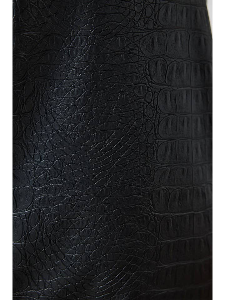 Black HIGH-WAİSTED CROCODILE PRINT LEATHER PANTS for wholesale on Faire