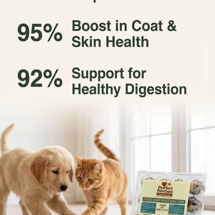 Freeze-Dried Whole Quail Eggs
Toppers for Dogs & Cats for wholesale by Pawfect Pawtions