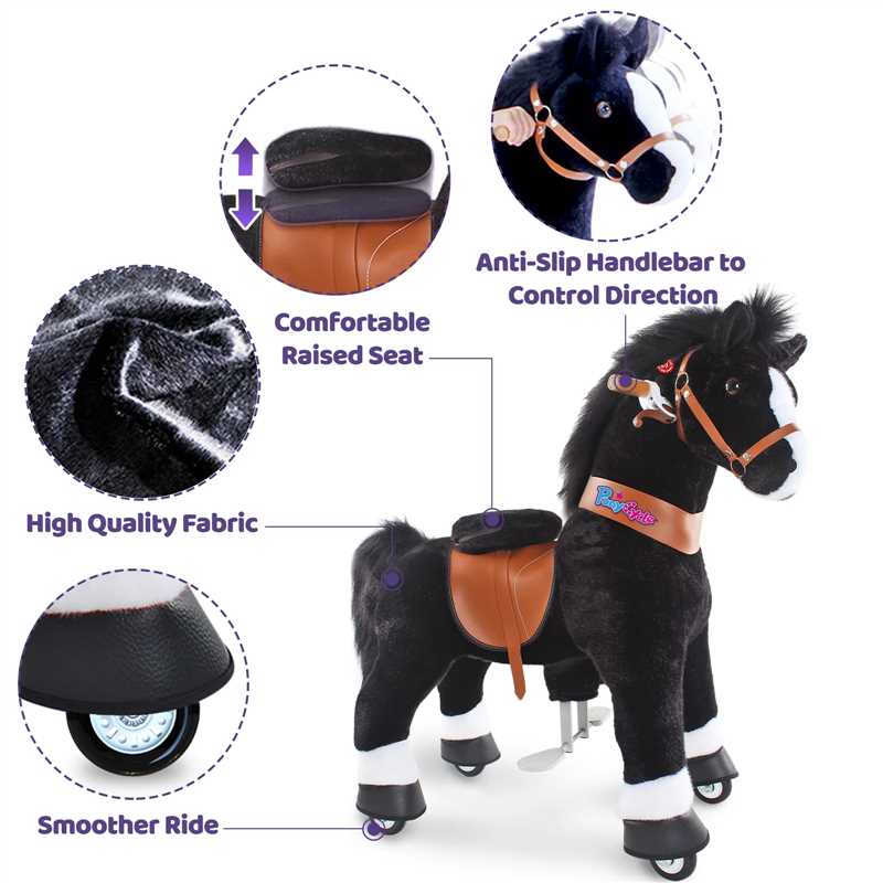 PonyCycle GmbH – Cavalo de baloiço - Crianças por atacado – Brinquedo de Montar PonyCycle Cavalo Preto de Pelúcia Presente para Crianças4