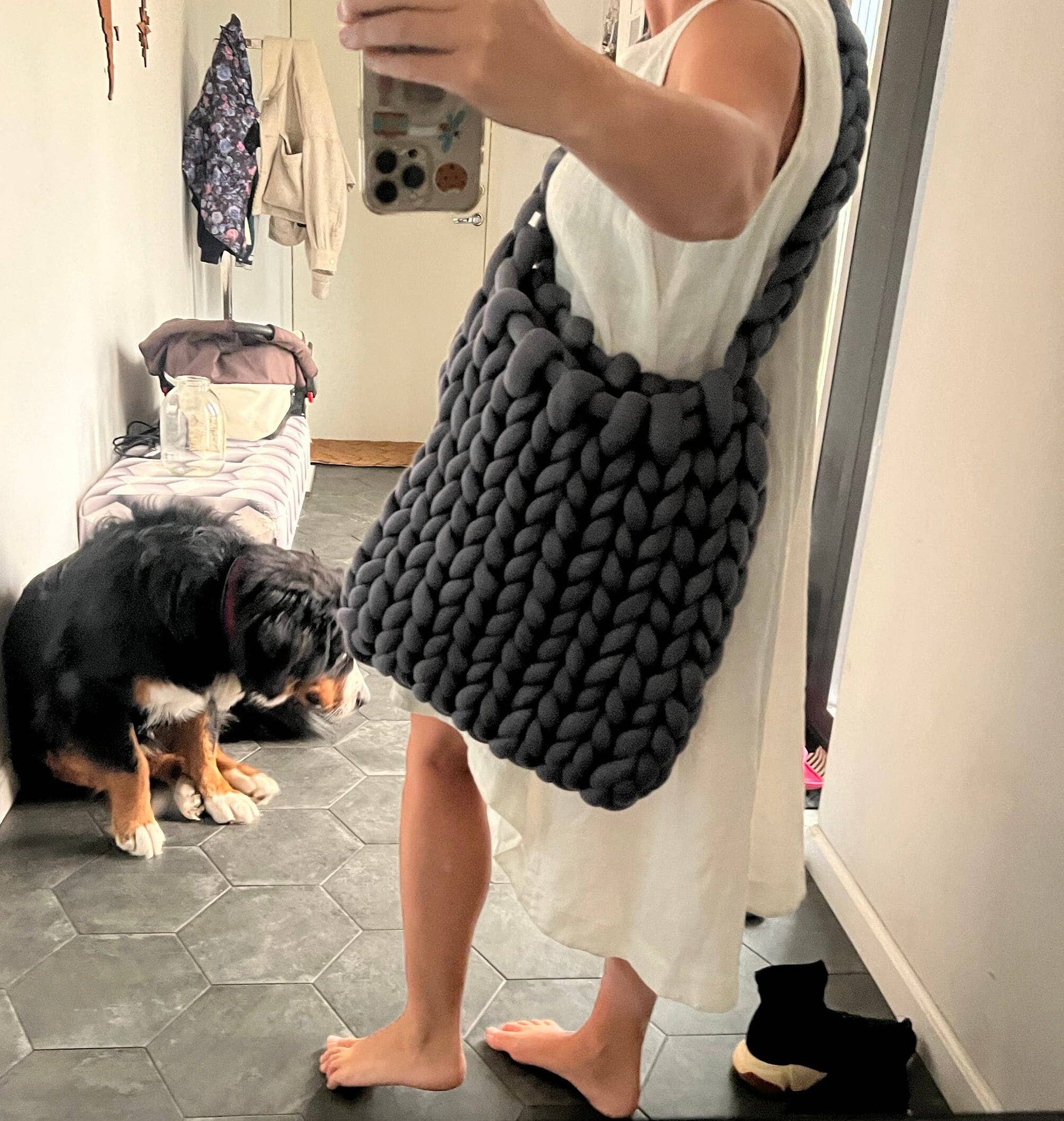 woolexperts - Wholesale Tote Bag - Women's - Chunky Knit Cotton Tote Handbag with Extra Touch Handles #29