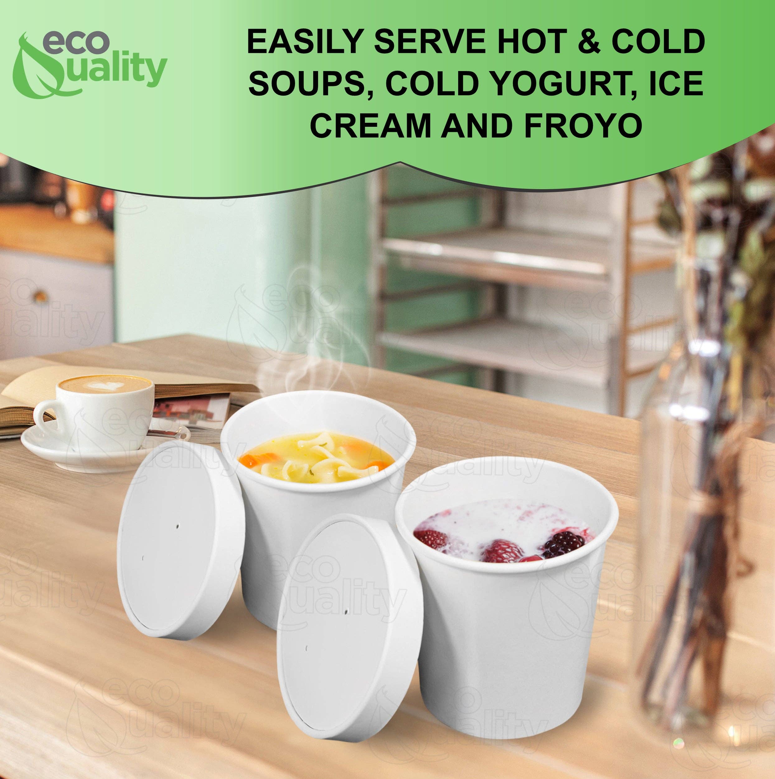 EcoQuality – wholesale Disposable cup – 16oz Disposable White Paper Soup Containers Ice-cream Paper6