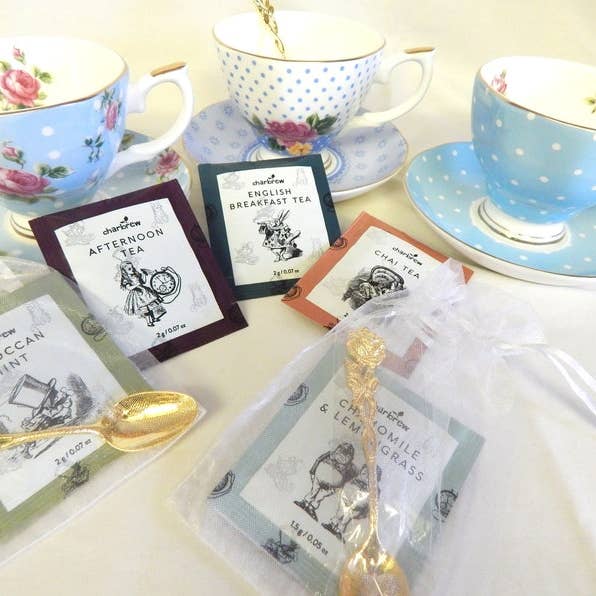 All Little Cute Things - Wholesale Party Favor - Alice in Wonderland Tea Party Favor Tea, Spoon and Napkin