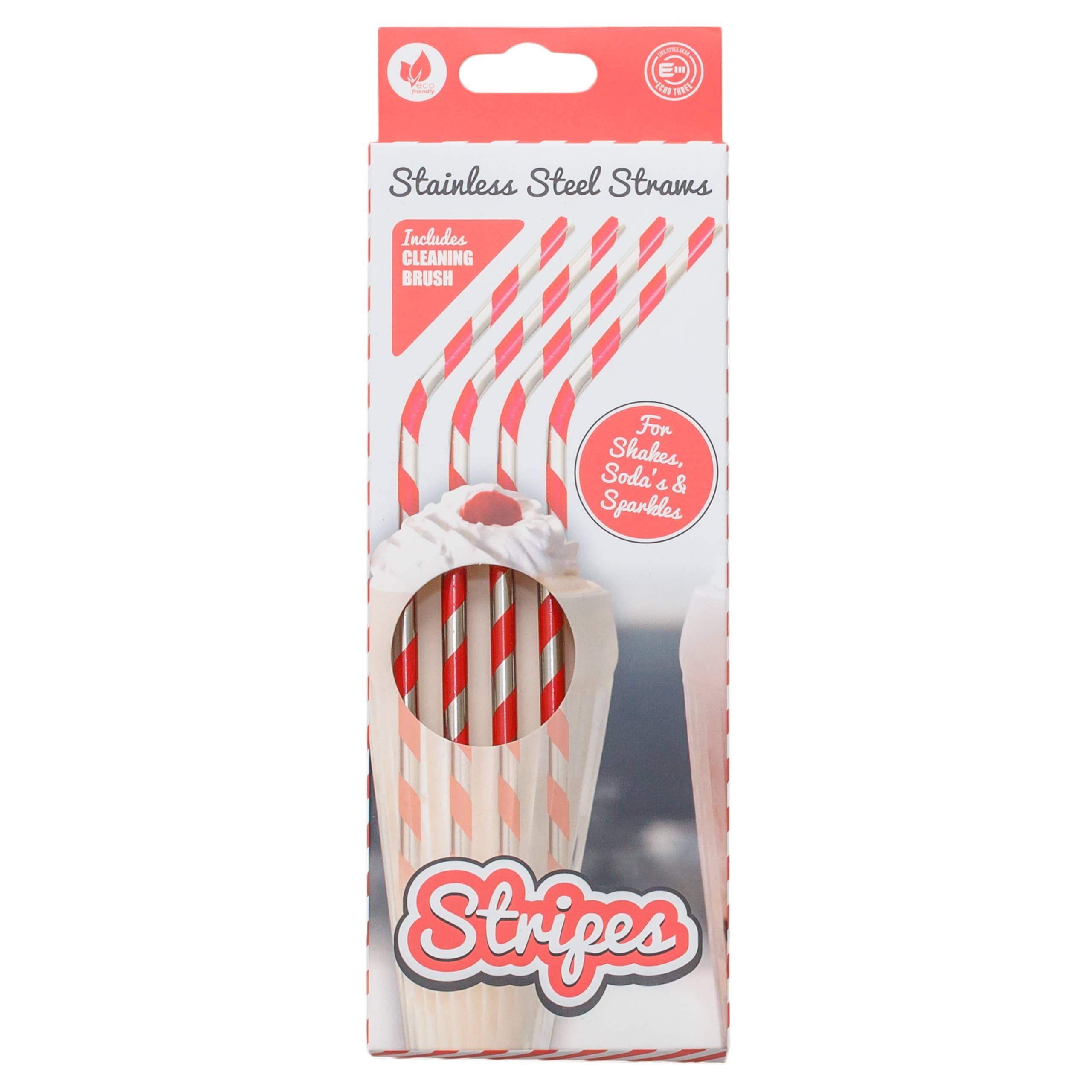 Echo Three – wholesale Drinking straw – Metal Straws Stripes (Set of 4)4