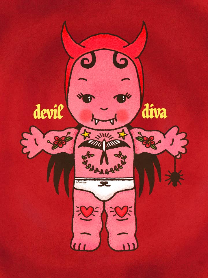 Devil Diva Print for wholesale by Delicate Type