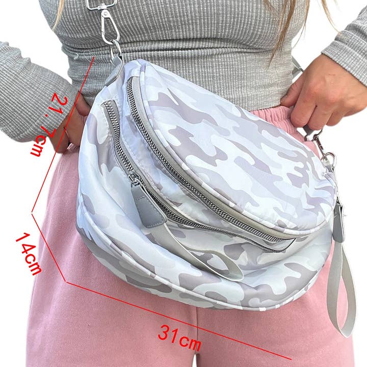 Suhkasana - Wholesale Crossbody Bag - Women's - Camo Print Crossbody Shoulder Bag with Gold Chain Detail17