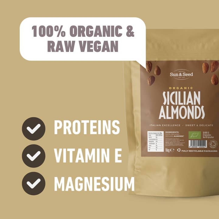 Sun & Seed – wholesale Nuts – Organic Raw Sicilian Almonds 1kg5