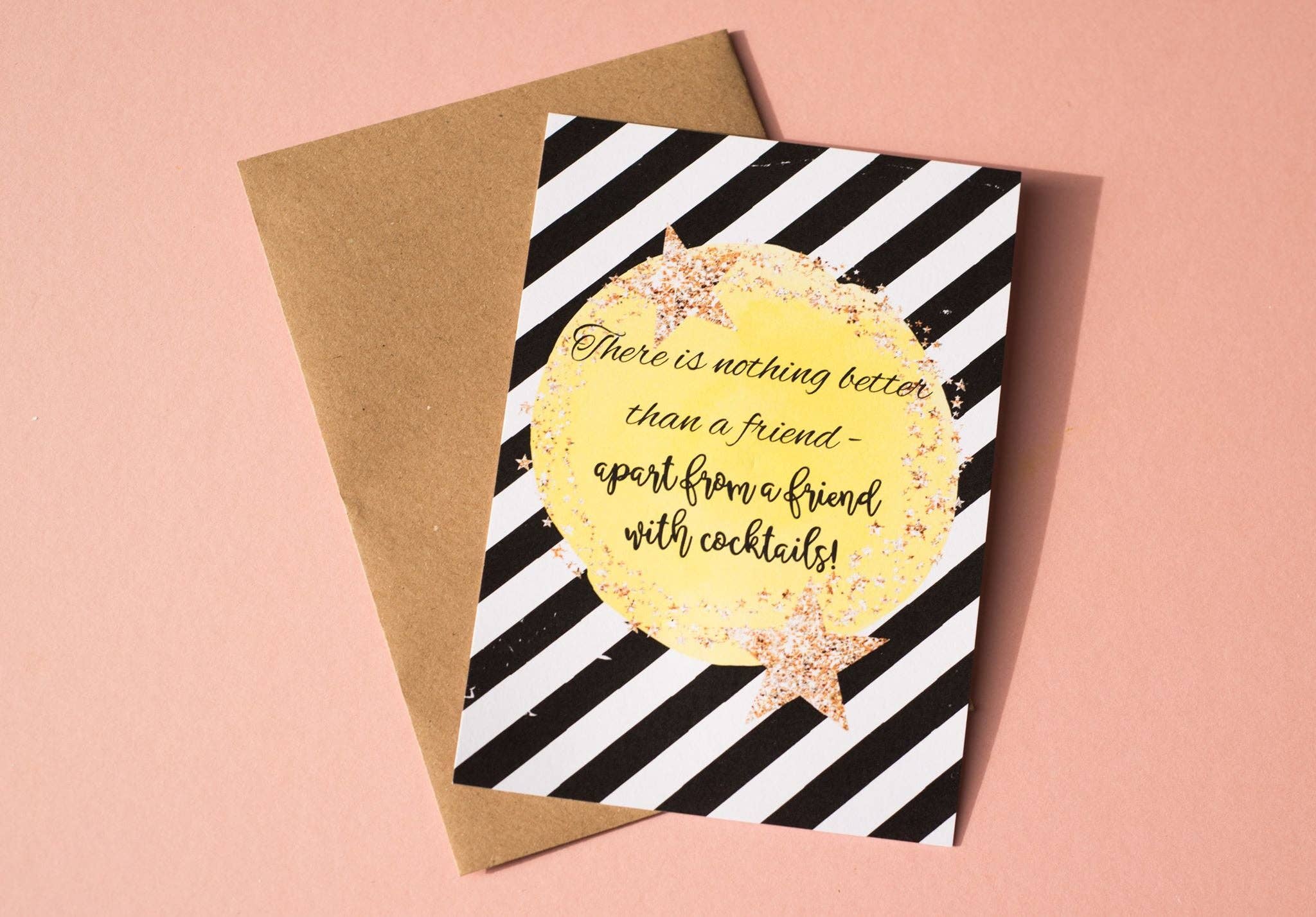 Dios Designs – wholesale Postcard – A6 Postcard Print - Yellow Star Alcohol6