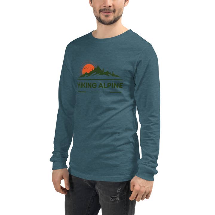 Hiking Alpine – wholesale T-shirts med screentryck – Herr – Vandring Alpine Peak Unisex Långärmad T-shirt