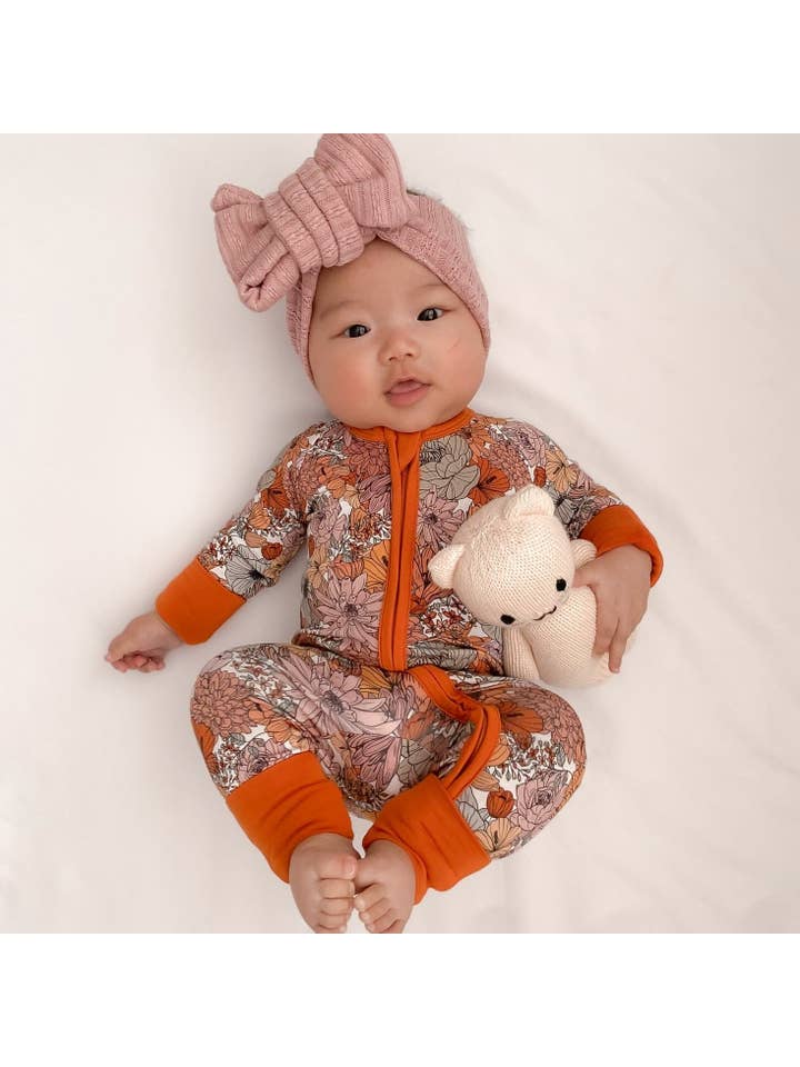 millie + roo LLC - Wholesale Jumpsuit - Baby - ZIP ROMPER - Neutral Floral