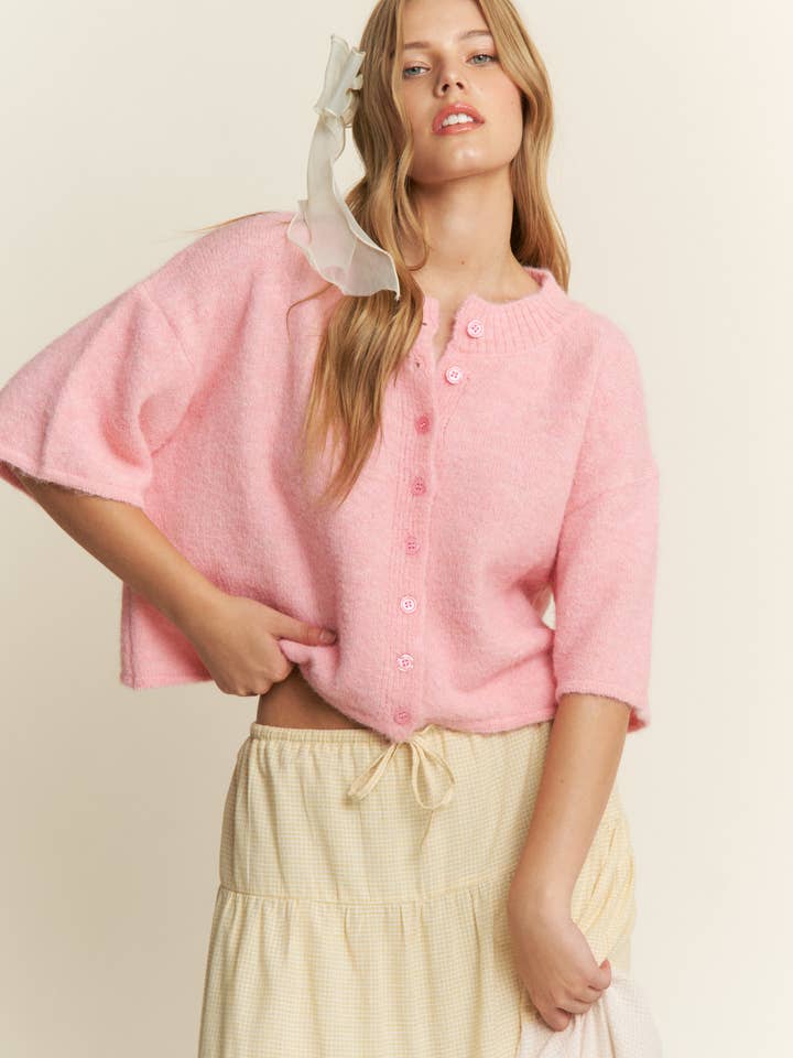 CANDESCENT - Wholesale Cardigan - Women's - Cropped Boxy Soft Knit Cardigan - LOU CARDIGAN33