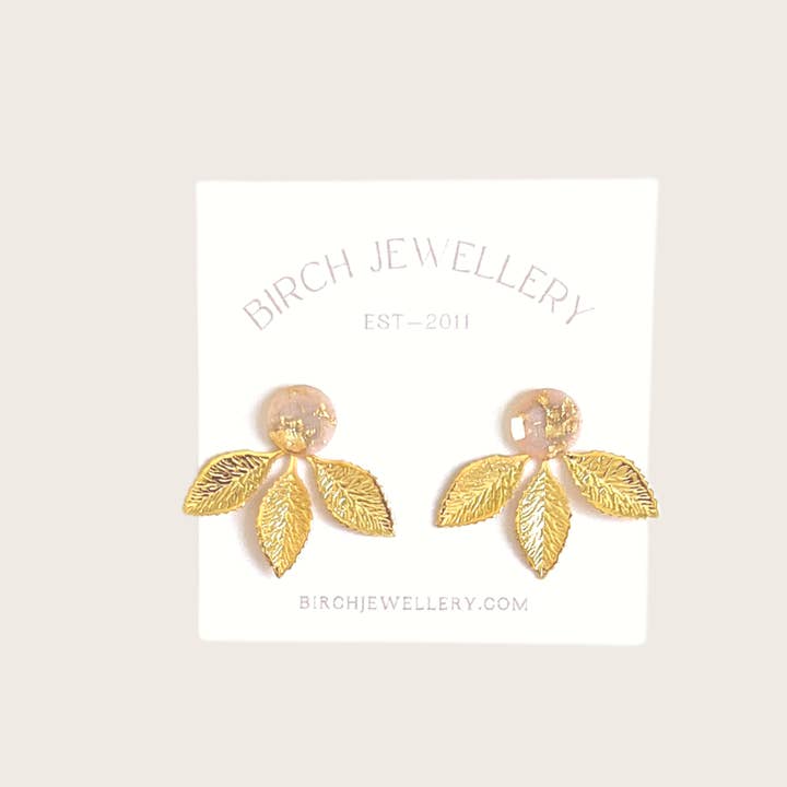 Birch Jewellery - Vente Boucles d'oreilles ear jackets/manchettes d'oreille (climbers) - Cache-oreilles en forme de feuille d'or