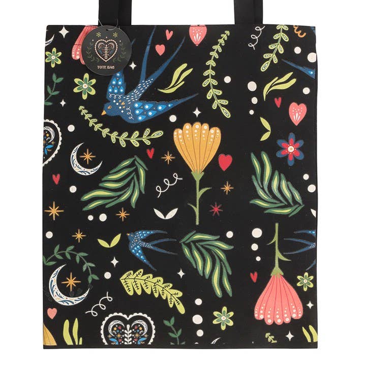 Something Different Wholesale - Wholesale Tote bag – Women's - Black Folk Floral Polycotton Tote Bag2