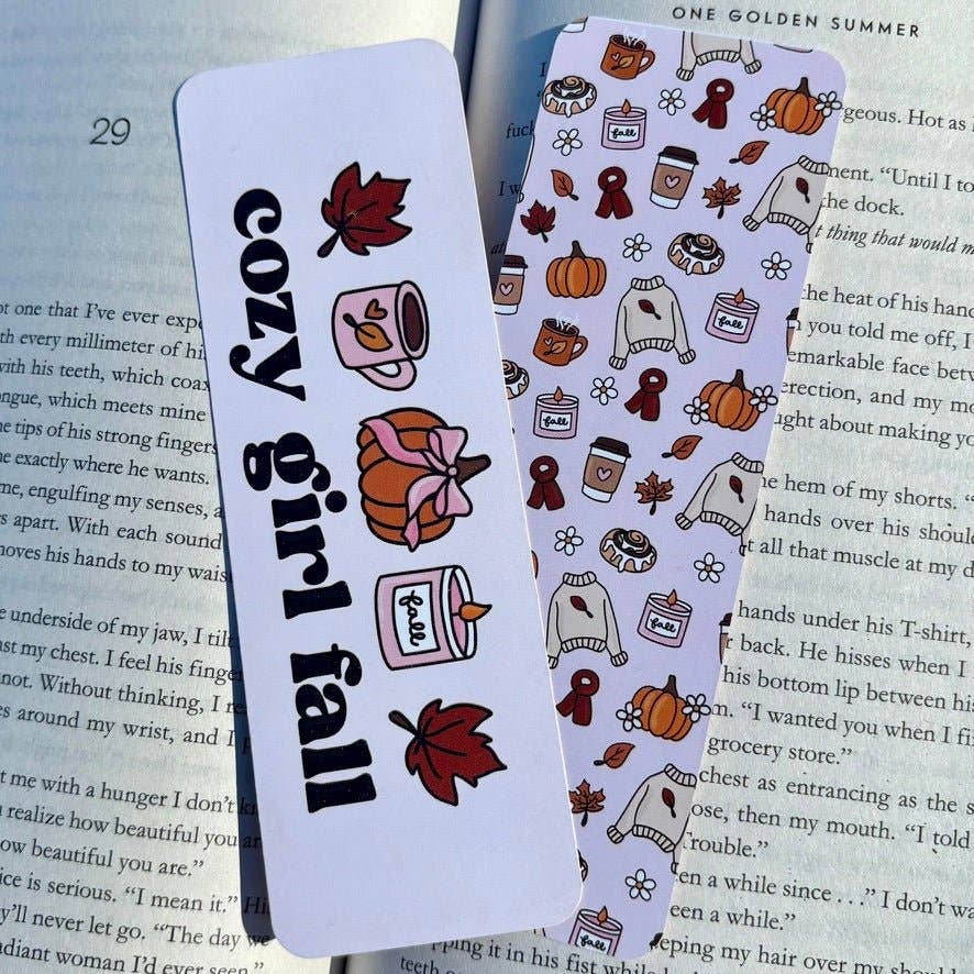 Awfullynerdy.co – wholesale Bokmärke – Mysig tjej höst dubbelsidig matt kartongbokmärke2