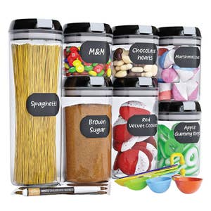 Chef's Path Airtight Food Storage Containers 1.5L (Set of 6) for Kitchen &  Pantry Organization - Clear Plastic Canisters for Cookies, Herbs, Spices