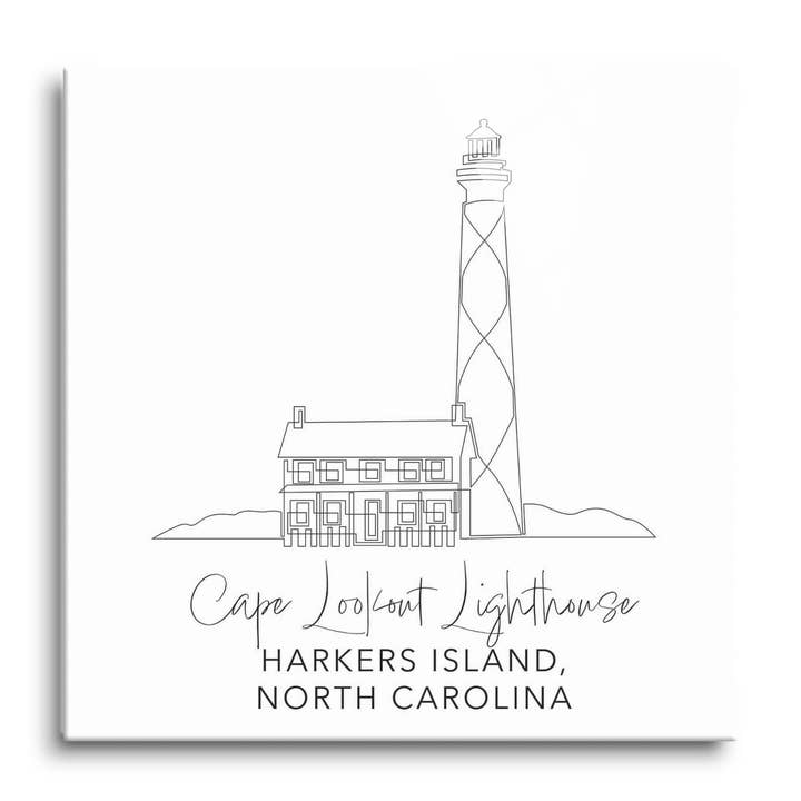Cape Lookout Lighthouse |12x12 Glass Plaque for wholesale by Love Local