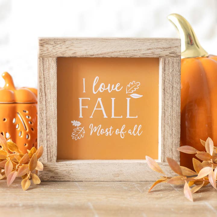 Orange I Love Fall Most of All Wooden Autumn Frame Sign and other Purchase Wholesale sign frames. Free Returns & Net 60 Terms on Faire trending on Faire.