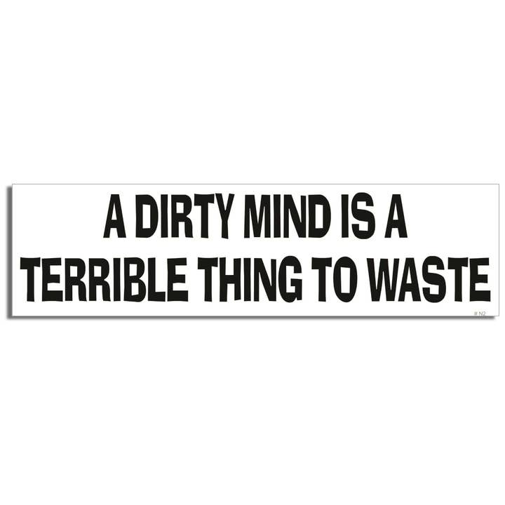 A Dirty Mind Is A Terrible Thing To Waste - Funny Bumper Sticker, Car Magnet for wholesale by Humper Bumper