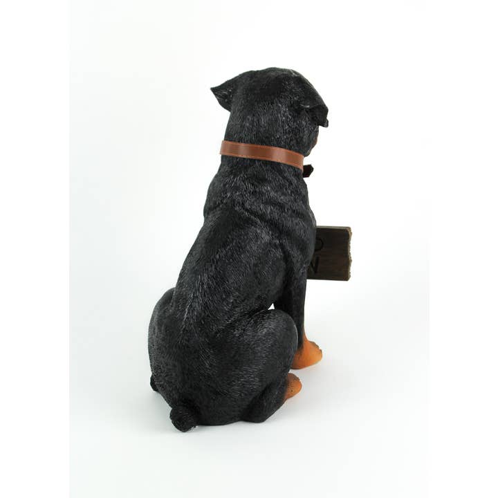 Zeckos - Wholesale Outdoor Ornament/Decor - Rottweiler Guard Dog Statue with Reversible Message Sign2
