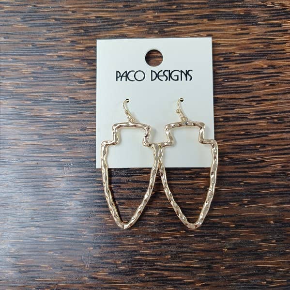 Paco Designs - Wholesale Dangle Earrings - Gorgeous Matte Gold or Silver Arrowhead Earrings. GO KC CHIE1