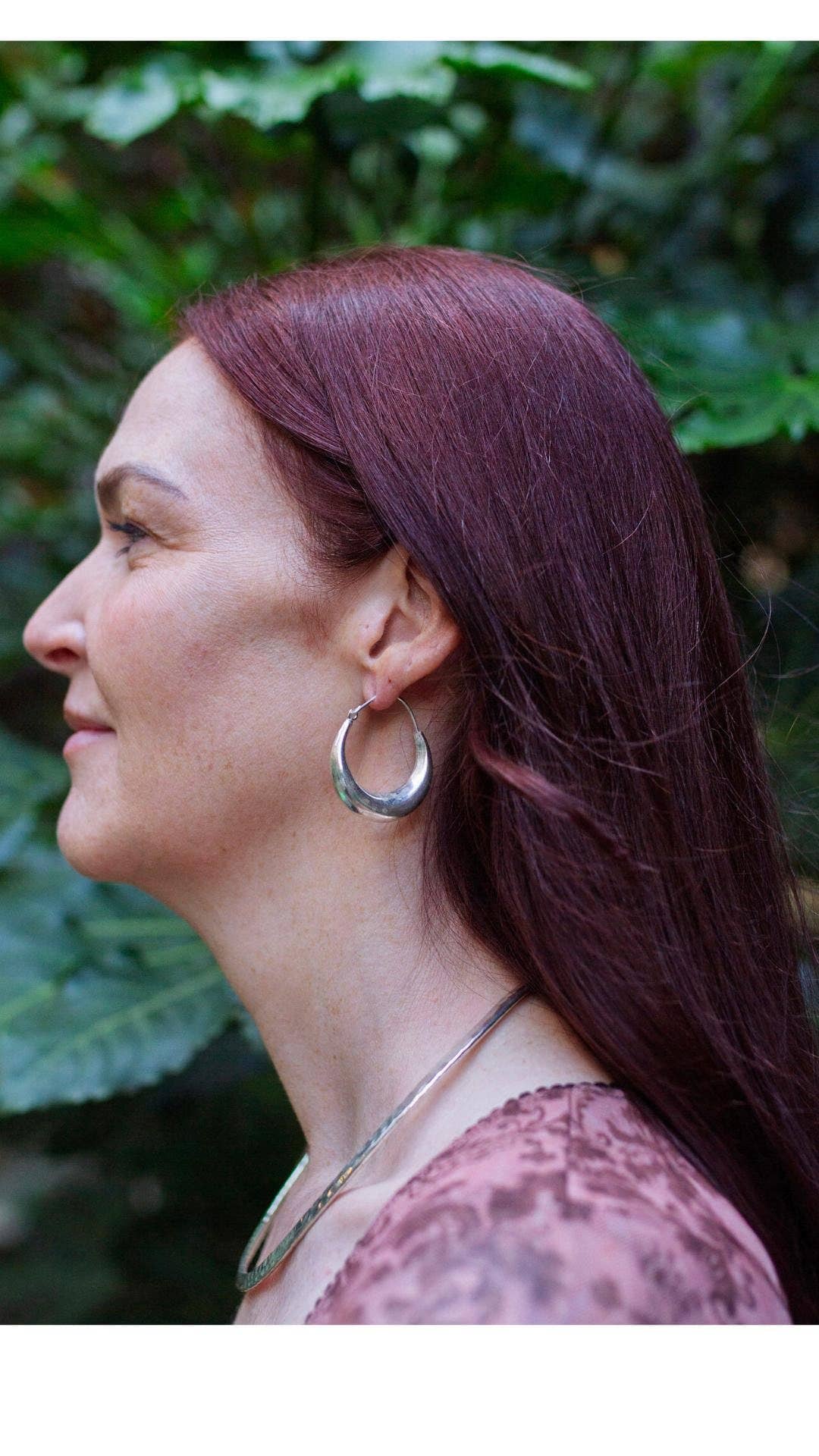 Kaali Boutique – wholesale Hoop earrings – Chunky Silver Hoop Earrings / Thick Hoops / Ethnic / Boho / Unisex / Mens /4