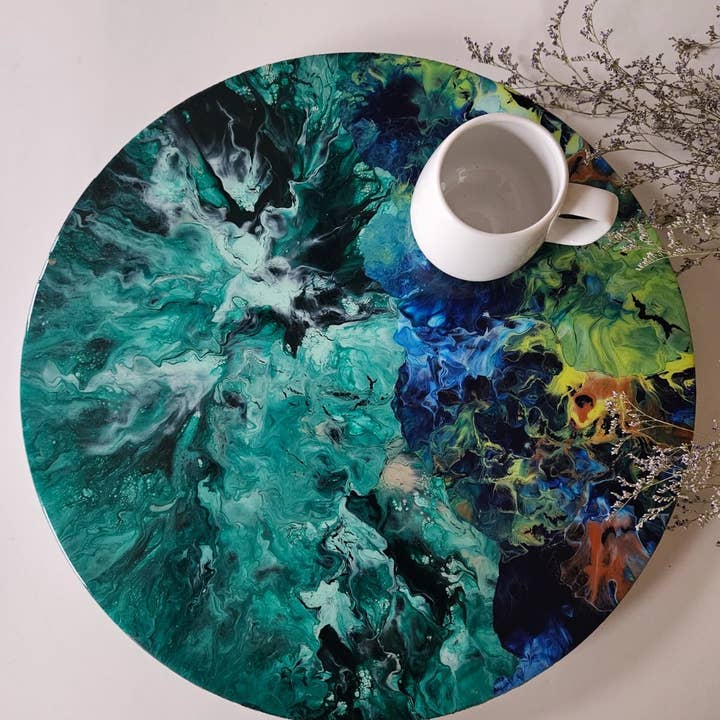 18" Earth Day Wood Rotating Tray for wholesale by DMC Original Art