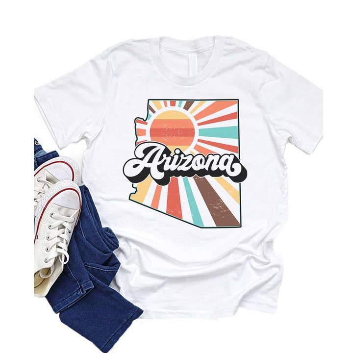 Camiseta infantil Arizona Retro State por atacado de Kids By Kissed Apparel