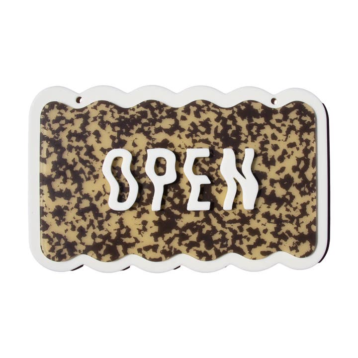 Open / Closed Sign for Retail Shop Tortoise Shell Wavy Shape for wholesale by Home Girl Goods